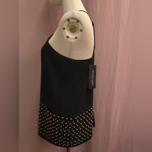 GUESS by Marciano Women's Cosmo Gold Stud Open-Back Halter Tank- Black- L NWT - Picture 7 of 12